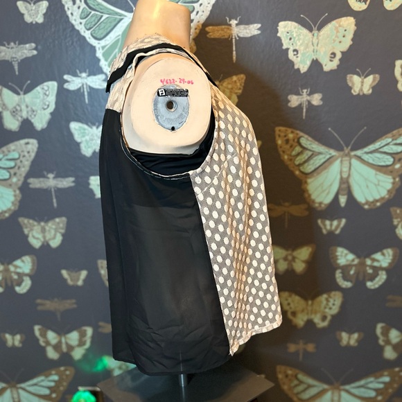 Poema Shell Blouse Peter Pan Collar Vintage Style Sheer Lace Swing Black Cream - Picture 3 of 5